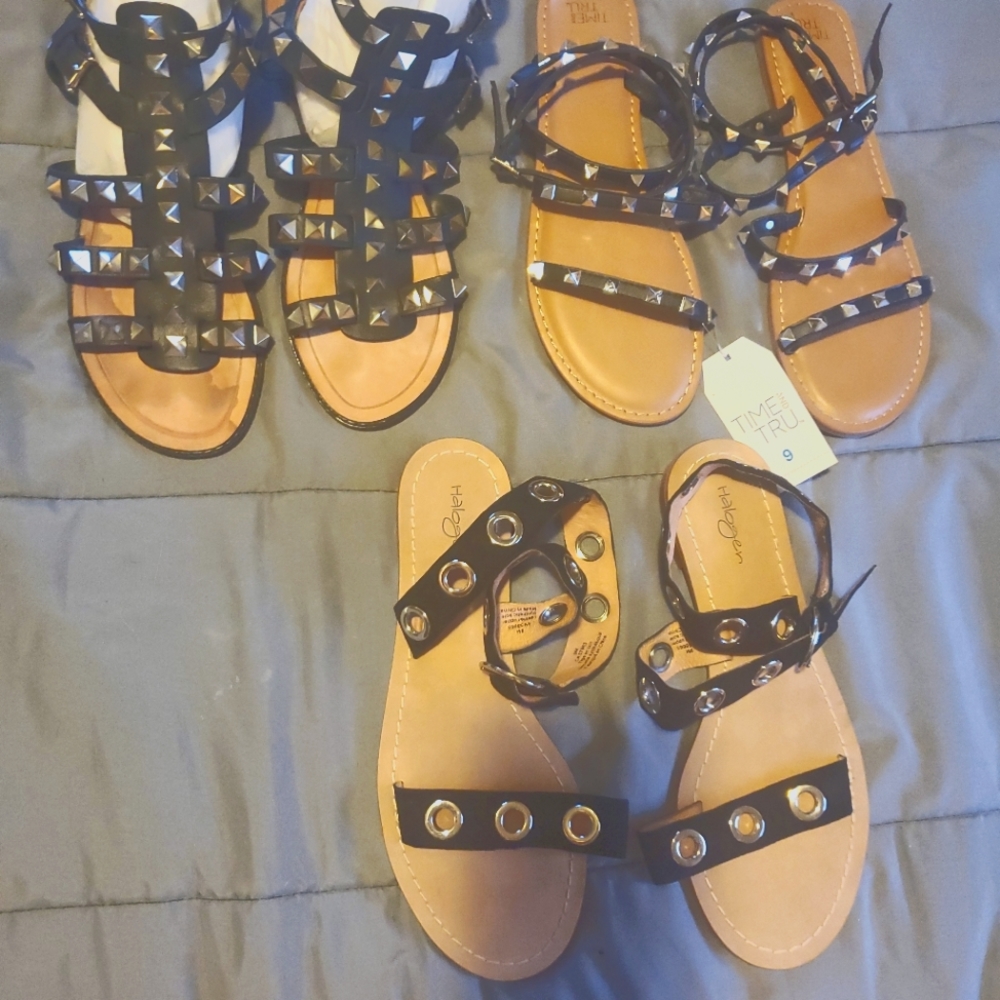 Strappy Studded Goth Gladiator Black Sandals sizes 9 and 9.5 Rebecca Minkoff